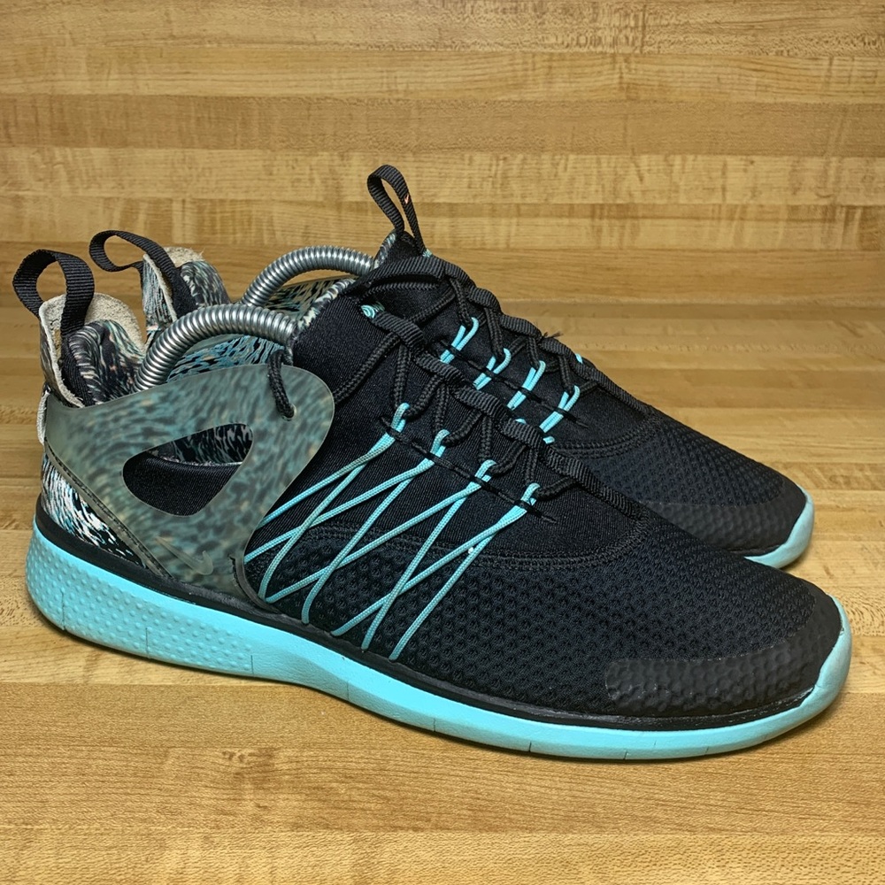 Nike Free Virtuous Black Aqua Green Print QS sz 9 - Picture 1 of 8